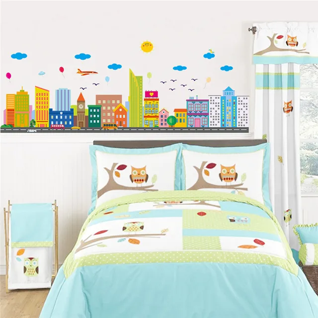 Bunte Stadt für Wohnzimmer Schlafzimmer Wandaufkleber Für ... Bunte Stadt für Wohnzimmer Schlafzimmer Wandaufkleber Für ...