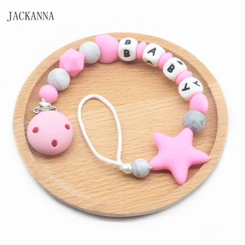 

Custom Name Baby Dummy Clips Silicone Baby Pacifier Clips Holder Chain Safe Teething Chain Newborn Shower Gifts BPA Free