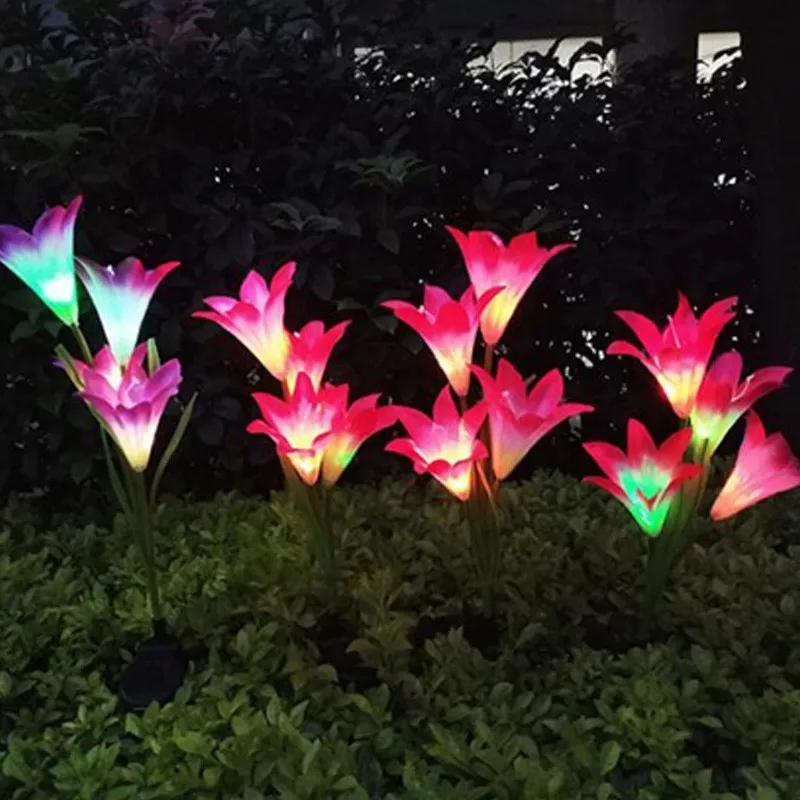 Solar de Energia Lírio para Jardim Lâmpada ao ar Cerca à Prova 4led ao ar Livre Lâmpada Solar Luzes Decoração Jardim Dlight Água Luz 10 Cheap Lâmpadas solares