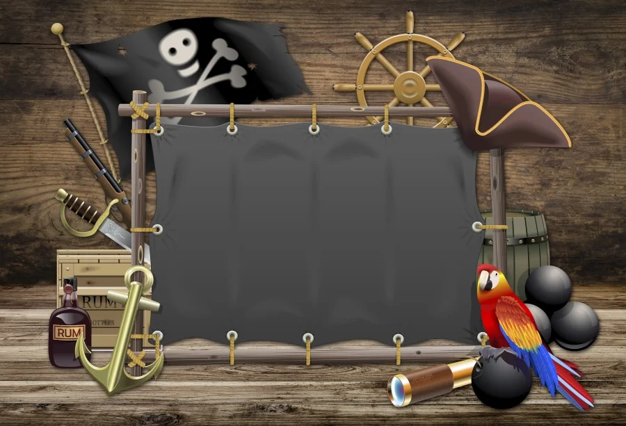 Laeacco Pirate Ship Themed Birthday Party Decor Planks Baby Child Photo Backgrounds Photography Backdrops Photocall Photo Studio