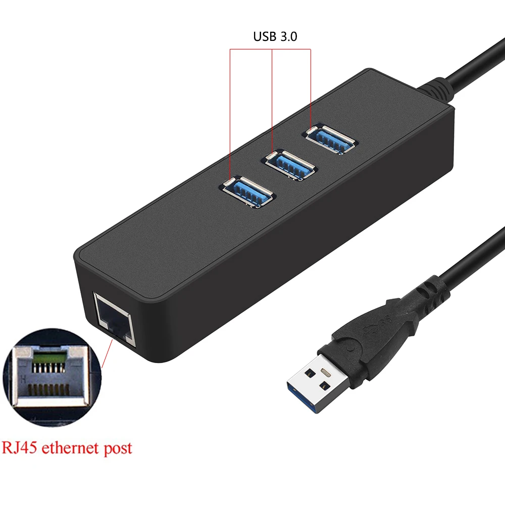 USB 3,0/2,0 Ethernet адаптер с 3 портами usb-хаб к RJ45 Gigabit Ethernet Lan сетевая карта для Windows USB Ethernet адаптер