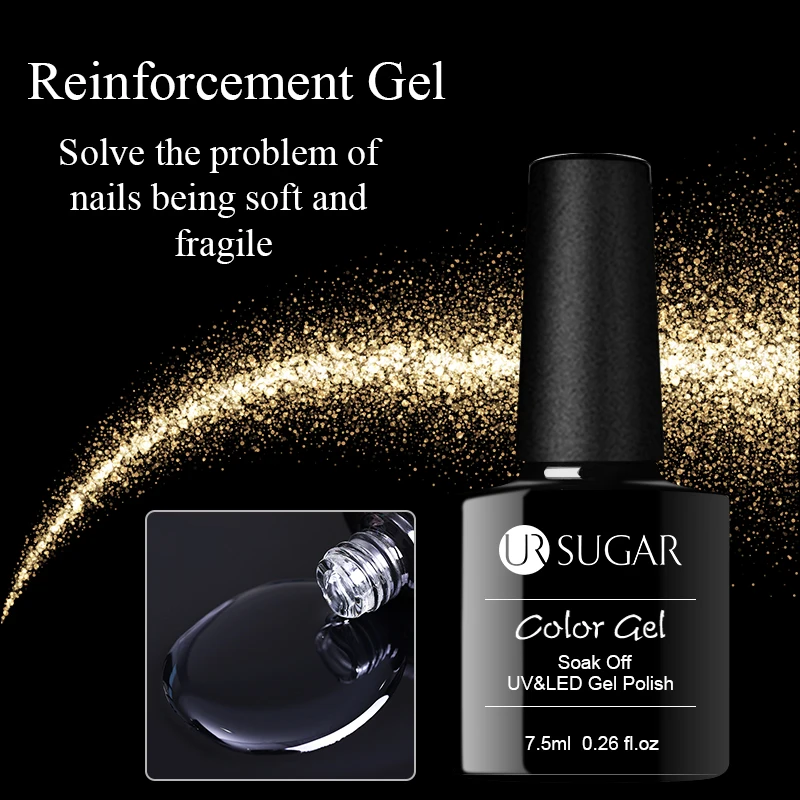 

UR SUGAR 7.5ML Reinforcement Gel Nail Protector Nail Thickness Enhancer Soak Off No Wipe Top Base Coat Nail Art UV Gel