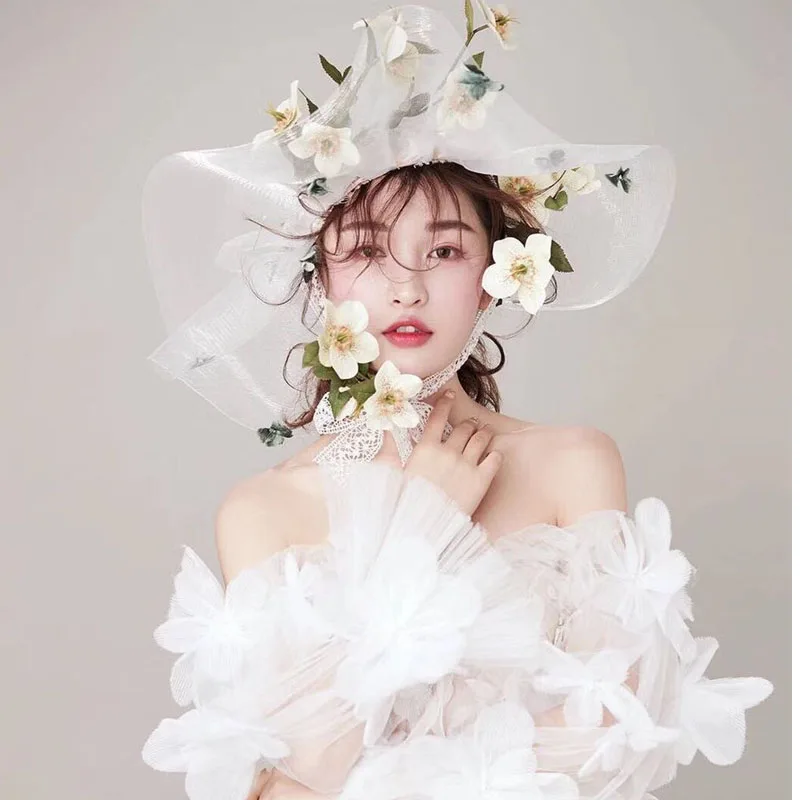 Big  Hat Studio Wedding Hair Accessories Woman  Flower Mesh Lace Headwear комбинезон clever woman studio