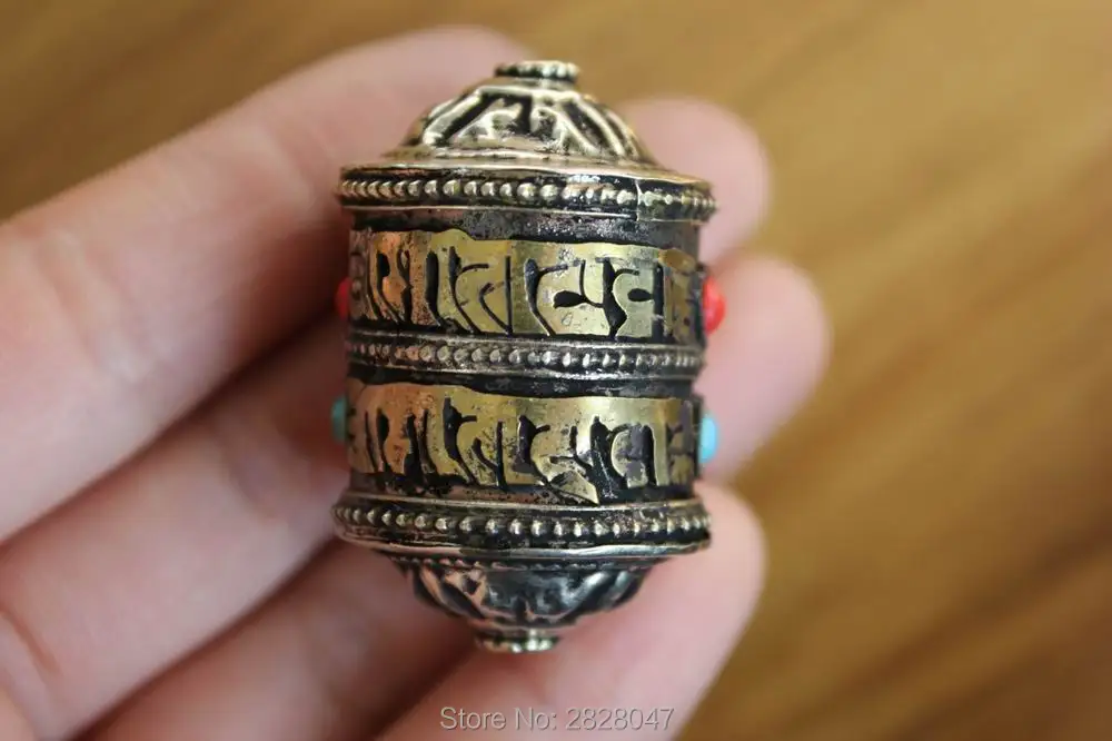 SL000 Sterling Silver 925 Tibetan Amulet Om 24mm Prayer Box Pendant Necklace 