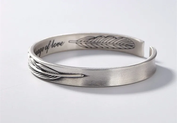 Authentic 925 Tibetan Silver Feather Bracelet