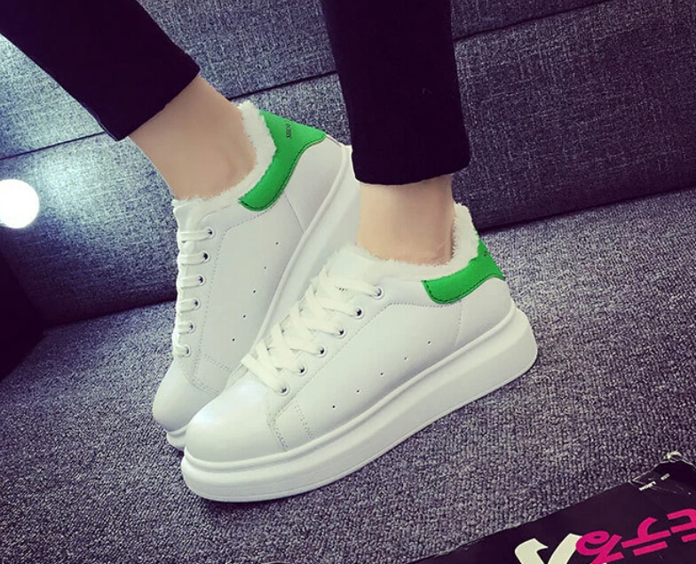 The new winter white shoe warm cotton shoes add thick pile font b bottom b font