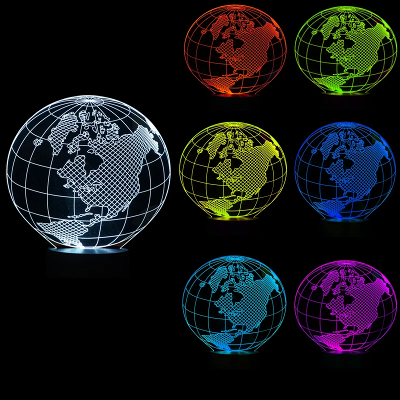 3D визуальный эффект карта Америки форма глобуса светодиодный ночник для украшения шар атмосфера DIY ночной Светильник