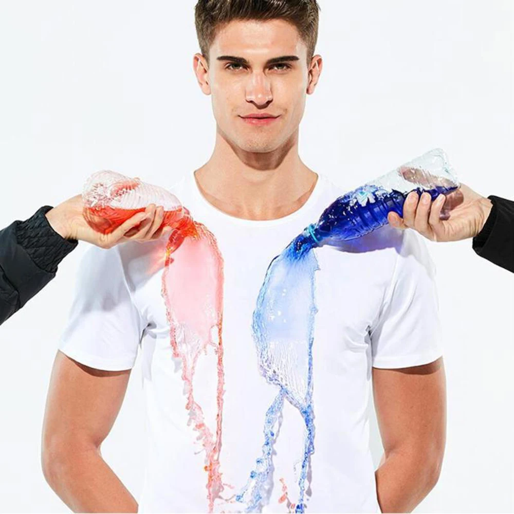 

Anti-Dirty Waterproof Men T Shirt Creative Hydrophobic Stainproof Breathable Antifouling Quick Dry Top Short Sleeve T Shirt Men
