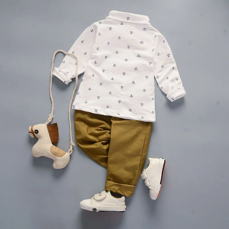 Комплект одежды для мальчиков, коллекция года, весенняя одежда в клетку для мальчиков хлопковый костюм из 2 предметов детская одежда спортивный костюм для детей возрастом от 1 года до 5 лет - Цвет: E22-White-