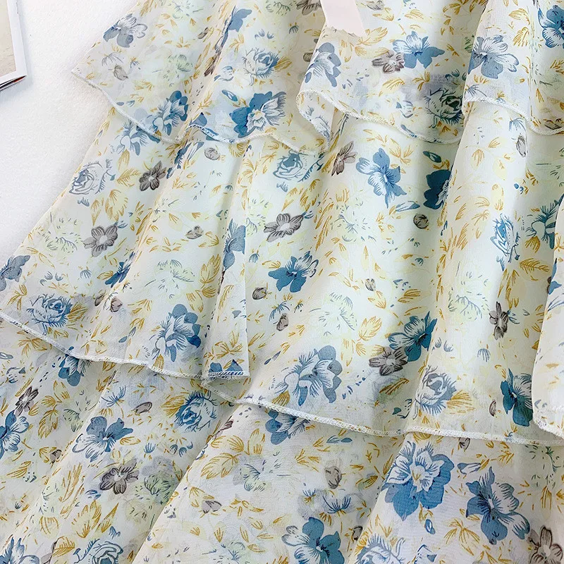 AcFirst Summer Women Fashion Sexy Skirt High Waist Ruffles Asymmetrical Bud Ankle Length Skirt Flower Printed Chiffon Skirts AcFirst Summer Women Fashion Sexy Skirt High Waist Ruffles Asymmetrical Bud Ankle Length Skirt Flower Printed Chiffon Skirts