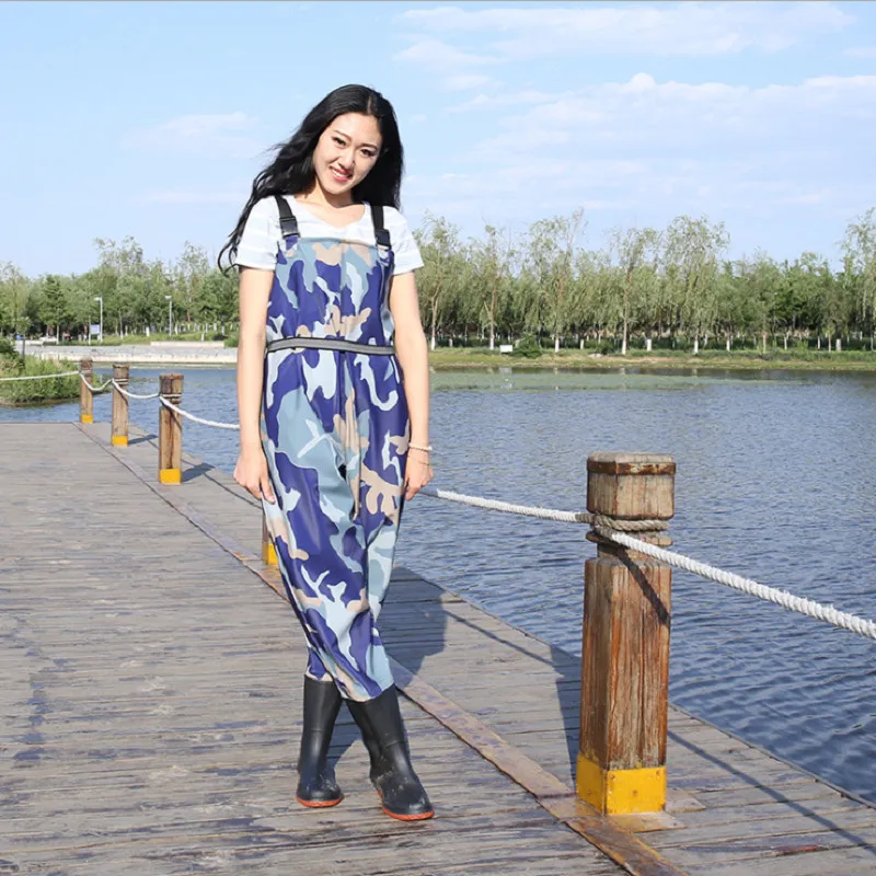Waterproof Blue Camo Fishing Boots, Wader for Fishing Waders, Shoes, Overalls Chest Waders, Rubber Boots
