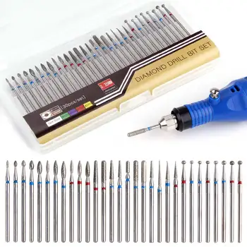 

30Pcs/Lot Cutters For Manicure Ceramic Milling Nail Files Rotary Burr Steel Diamond Electric Nail Drill Bit Machine Accessory