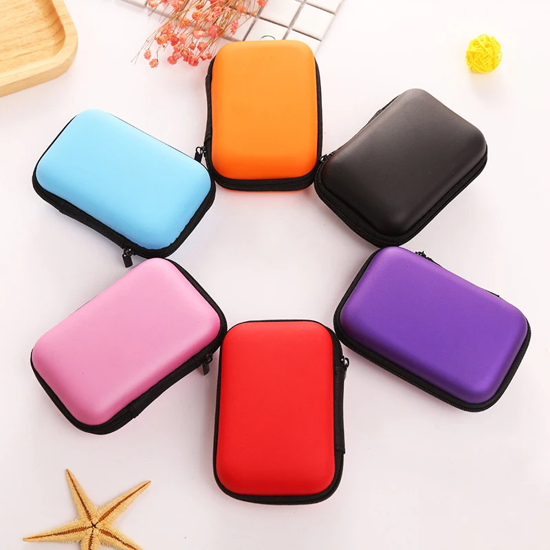prativerdi Zippered Lock Hard Earphone Case EVA Leather Headphone Storage Bag Protective Usb Cable  Portable travel Organizer1