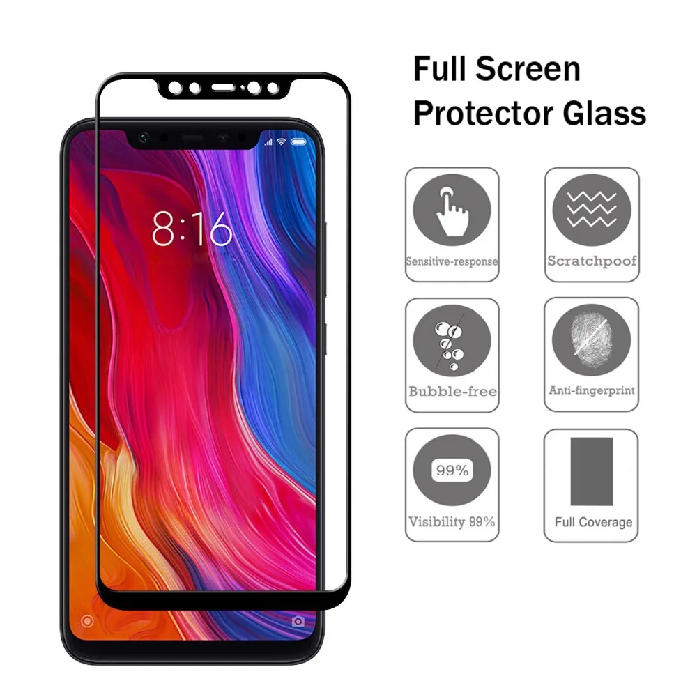 Curved Edge Full Cover Phone Tempered Glass For Xiaomi Mi 5X 6X 8SE Screen Protector Redmi 5 Plus 6 Note 4X Protective | Мобильные