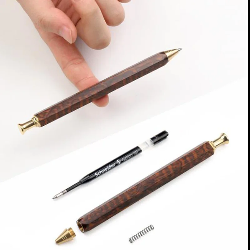Ручная работа твердая SnakeWood+ медный ролик ручка Натуральный Цвет гелевая ручка для офиса школы канцелярские принадлежности инструмент для письма