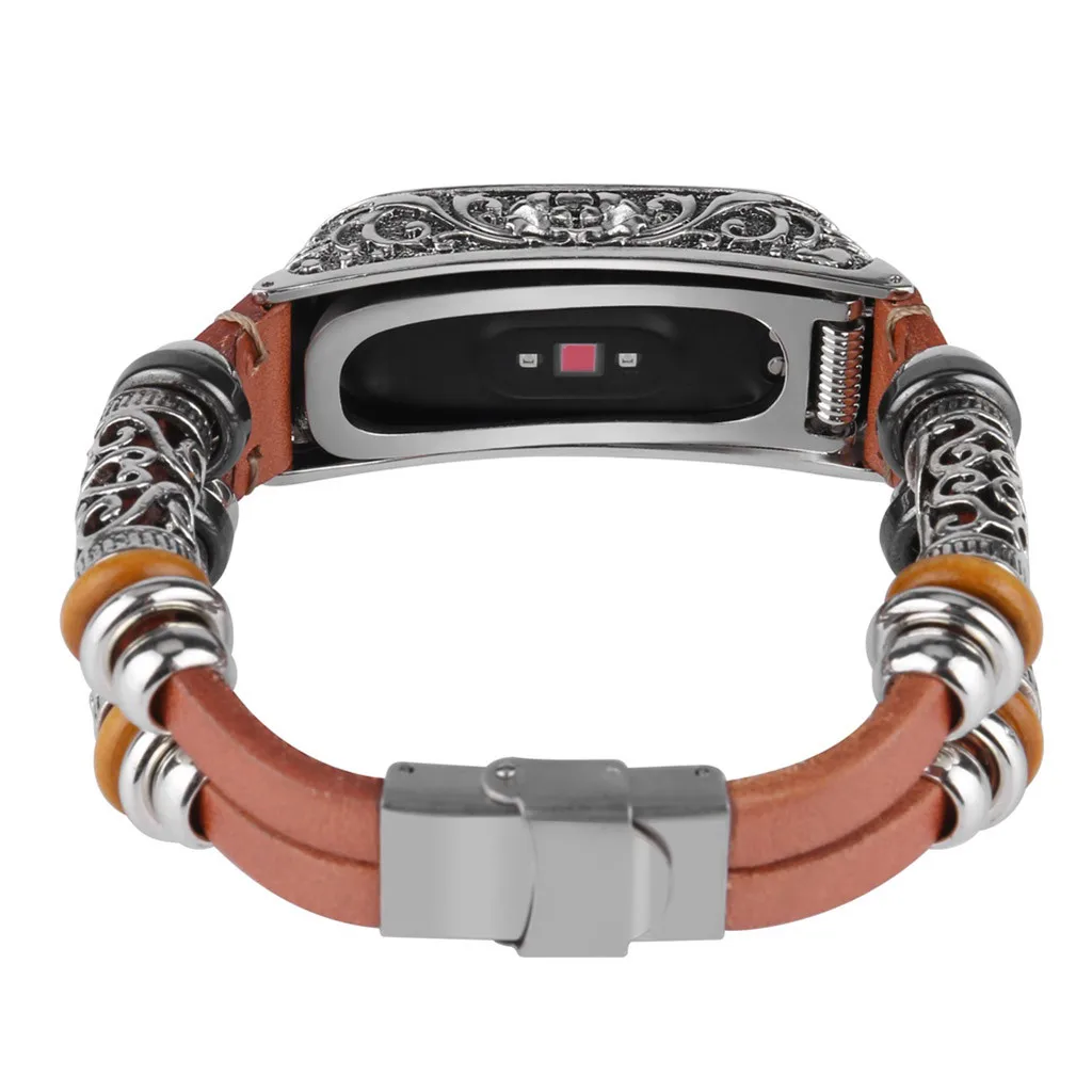 Ouhaobin для mi band 4 Кожаный сменный ремешок для наручных часов Ремешок, браслет с металлическим корпусом для Xiaomi mi Band 4 ремешок 715#2