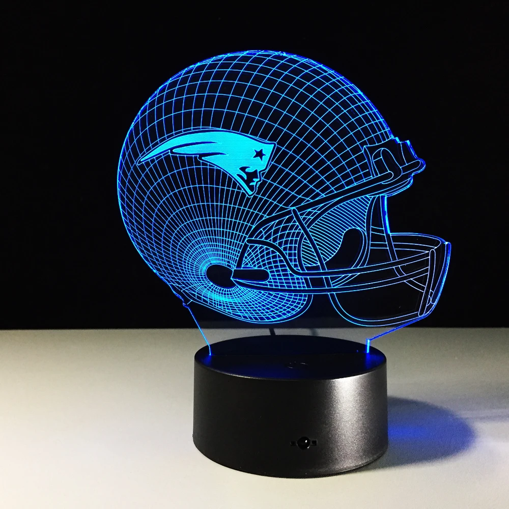 

New England Patriots Logo Team Collection Design 3D Football Helmet Visual Lamp Home Decor LED Table Lamp Night light Drop Ship