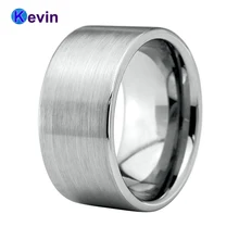 12mm Mens alianzas de boda anillo de carburo de tungsteno para hombre Flat Band Comfort Fit
