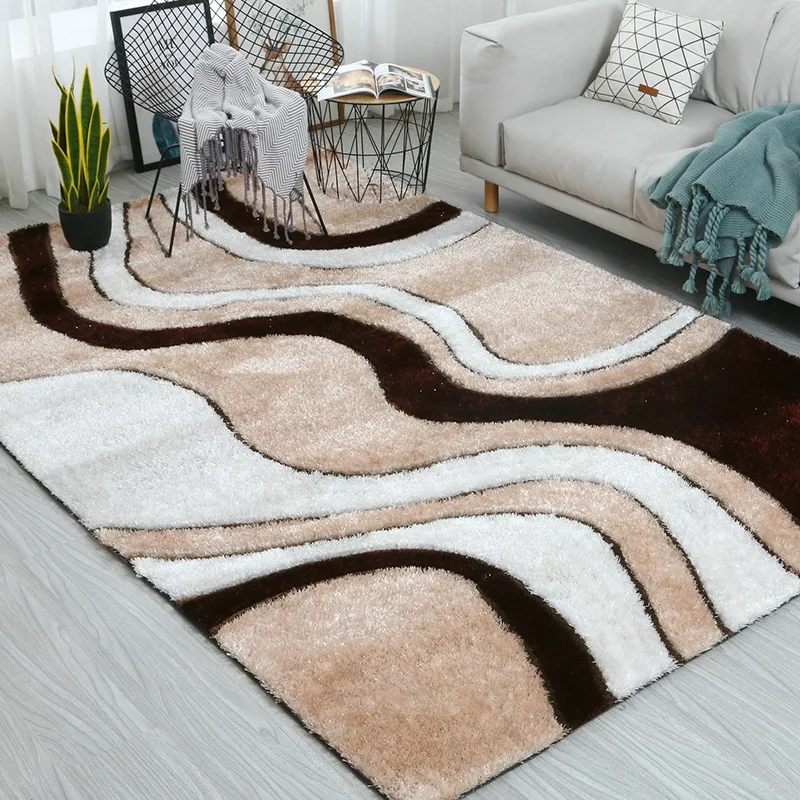 Korean Silk Thicker Bedroom Carpet Area Rugs For Living Room Alfombras Coffee Table Soft Fluffy 3D Modern Rug Floor Carpet Decor