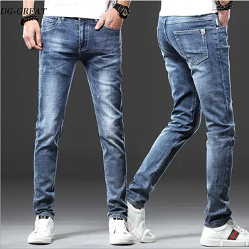 

20019 Spring Summer Men Jeans Korean Style Body Small Feet Casual Loose Youth Stretch Slim Fit Jeans Men Pants Clothes