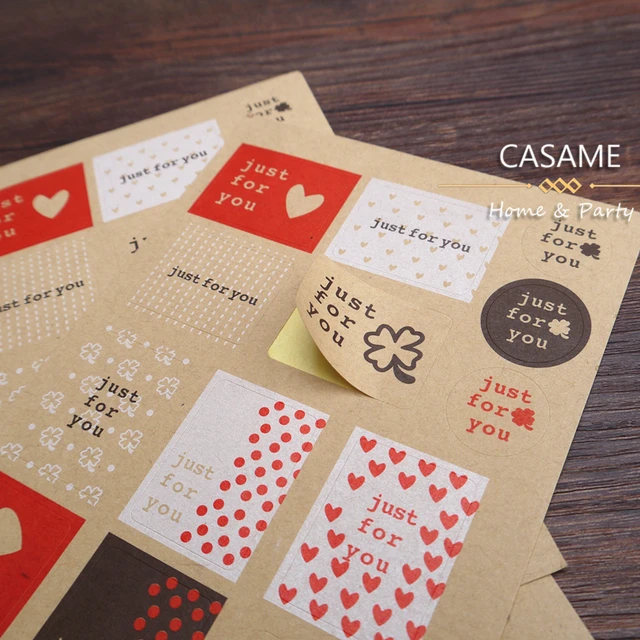 kraft just for you stickers labels envelope seals craft brown diy