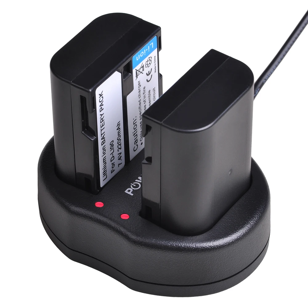 Billige 2 Pcs D LI90 DLi90 D Li90 Batterie akku + USB Ladegerät für Pentax PENTAX K 7 K 7D K 5 K 5 II 645D k01 z1 K 3 K 3 II 645Z L15