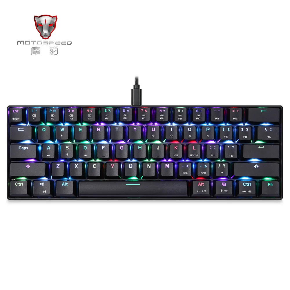 Клавиатура Красочные RGB подсветкой отрегулировать MX Синий переключатели 61 игровых клавиш механические клавиатуры DE15 Прямая доставка