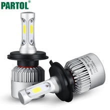 Partol S2 H4 COB LED Headlight 72W 8000LM Hi-Lo Beam Car LED Headlights Bulb Head Lamp Fog Light 12V Auto Accessories Parts