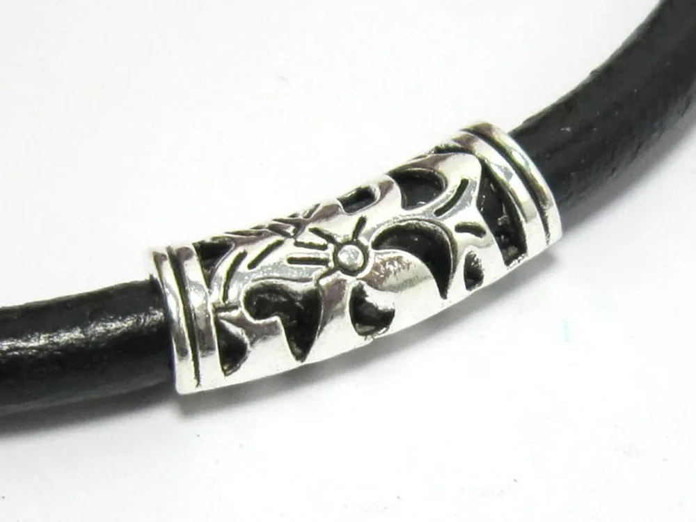 

5mm Curved hollow flower slider tubes 19mm round leather tube