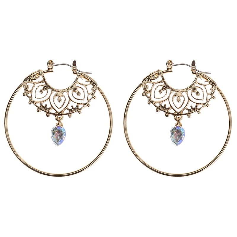 

Hot Bijoux Gold Color Big Circle Round Earrings For Woman Boho Water Geometric Earring Party Jewelry Bohemian Accessories