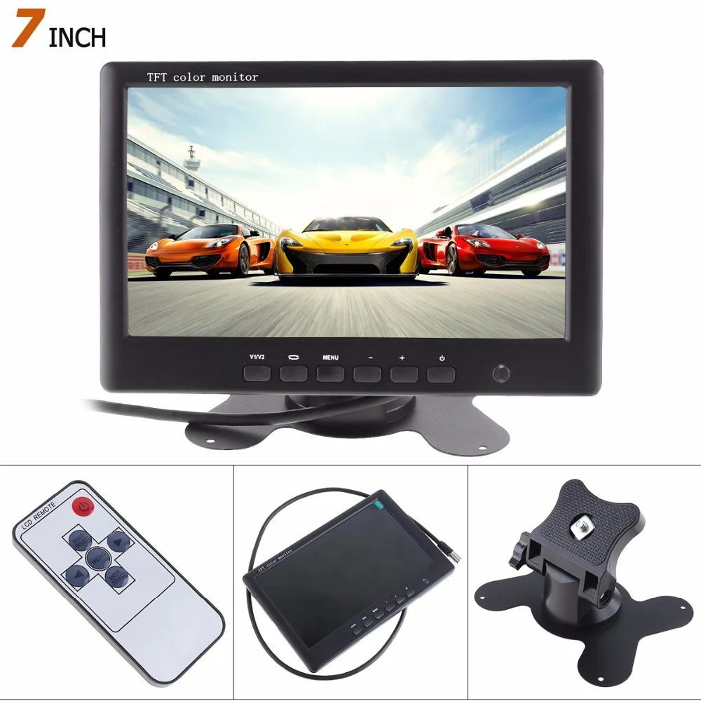 

Hot Sale! 800*480 7 Inch HD Color TFT LCD Screen Rear View Camera Monitor 2 AV Video Input Car Reverse DVD VCD Player Monitor