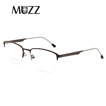 

MUZZ Alloy Screwless Glasses Frame Men Ultralight High Quality Prescription Eyeglasses Retro Square half frame Optical Eyewear
