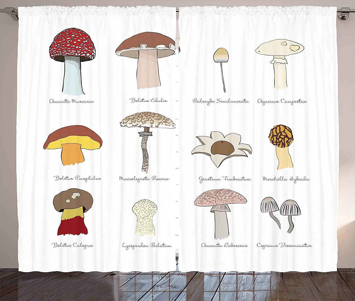 Грибные шторы красочные грибки узор Румяна Boletus эскиз стиль растения осень