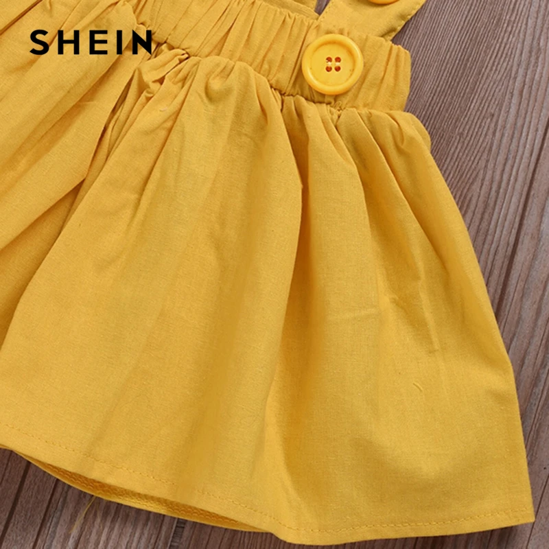 SHEIN Kiddie/резинки для девочек ясельного возраста, блузка в горошек и юбка-сарафан с повязкой на голову, г. Летняя детская одежда без рукавов в консервативном стиле