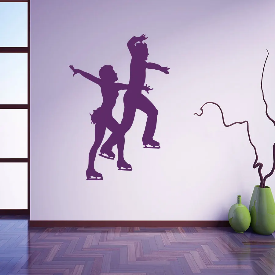 

Art Vinyl Sticker Sport Figure Skating Pairs Dancing Skater Wall Sticker Skating Club Schools Baby Room Home Decor Murals M-91