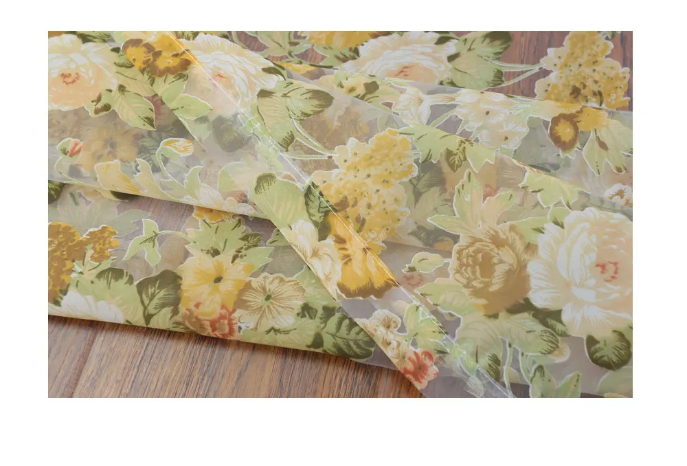 NAPEARL цветочный дизайн моющийся тюль шторы ткани красивый полупрозрачный панель американский кантри стиль окна для балкона или кухни