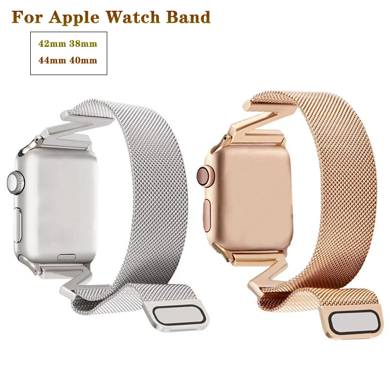 

New z-Shaped Diamond Milanese band For Apple Watch band 4 44/40mm Stainless Steel Bracelet Strap For IWatch Series 3 2 1 38/42mm