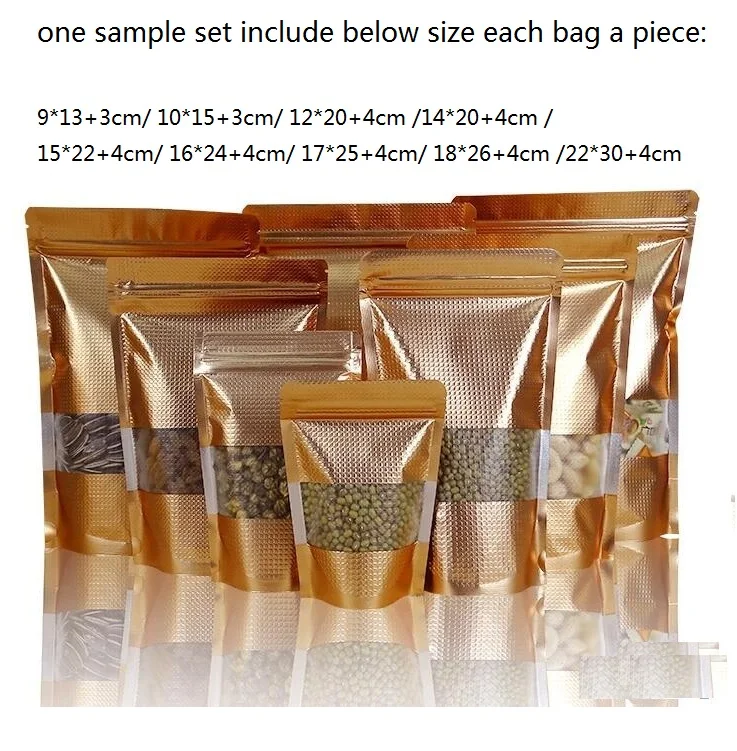 9pcs/set High Quality Stand Up Ziplock Storage Bag Plastic Retail