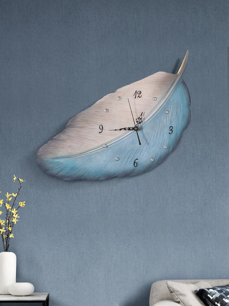 

Nordic Home Wall Clock Modern Design 3D Clock Beautiful Leaves Living Room Atmosphere Decorative Quartz Clock Wall Big Clock
