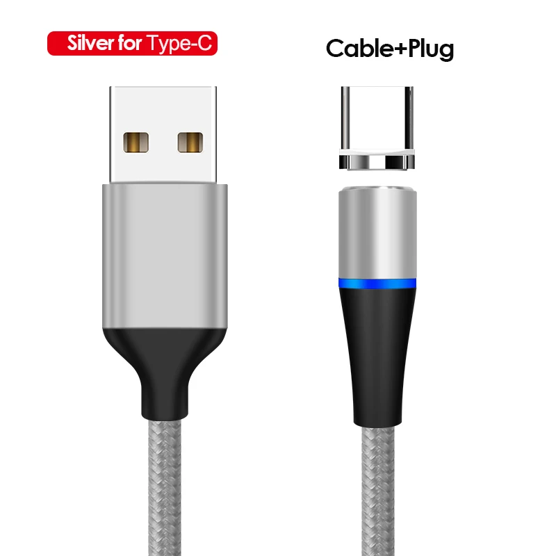 Магнитный кабель 3A Micro Usb кабель для быстрой зарядки телефона Usb кабель для передачи данных type-C магнитное зарядное устройство Usb-c для iPhone huawei xiaomi - Цвет: Silver For Type C