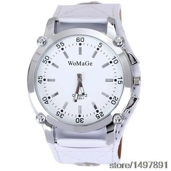 Elegant unique design artificial big face round quartz men leather watch casual perfect gift top quality free shipping | Наручные часы