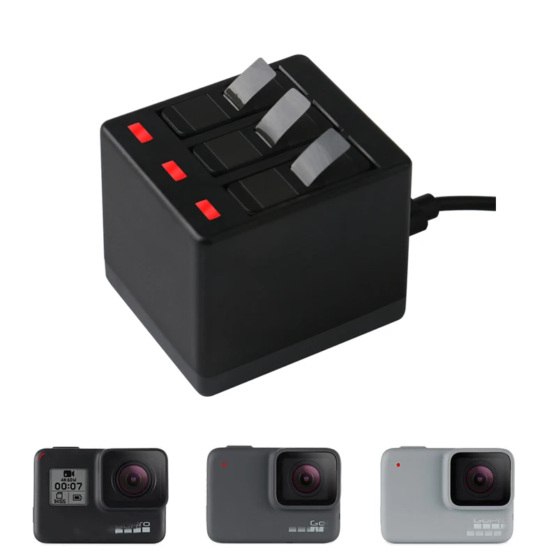 New 3-Way Battery Charger LED Charging Box Carry Case Battery Housing for GoPro Hero 7 Hero 6 5 Black Accessories New 3-Way Battery Charger LED Charging Box Carry Case Battery Housing for GoPro Hero 7 Hero 6 5 Black Accessories