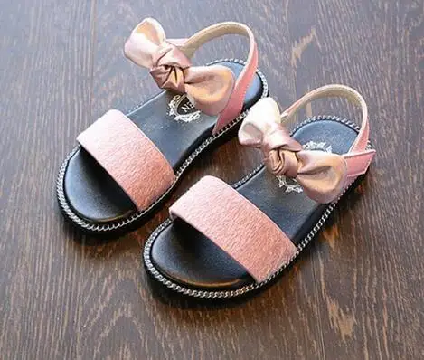 

Girls sandals 2019 summer new fashion bow children's sandals children's princess flat shoes beach sandals girls 21-36 years old