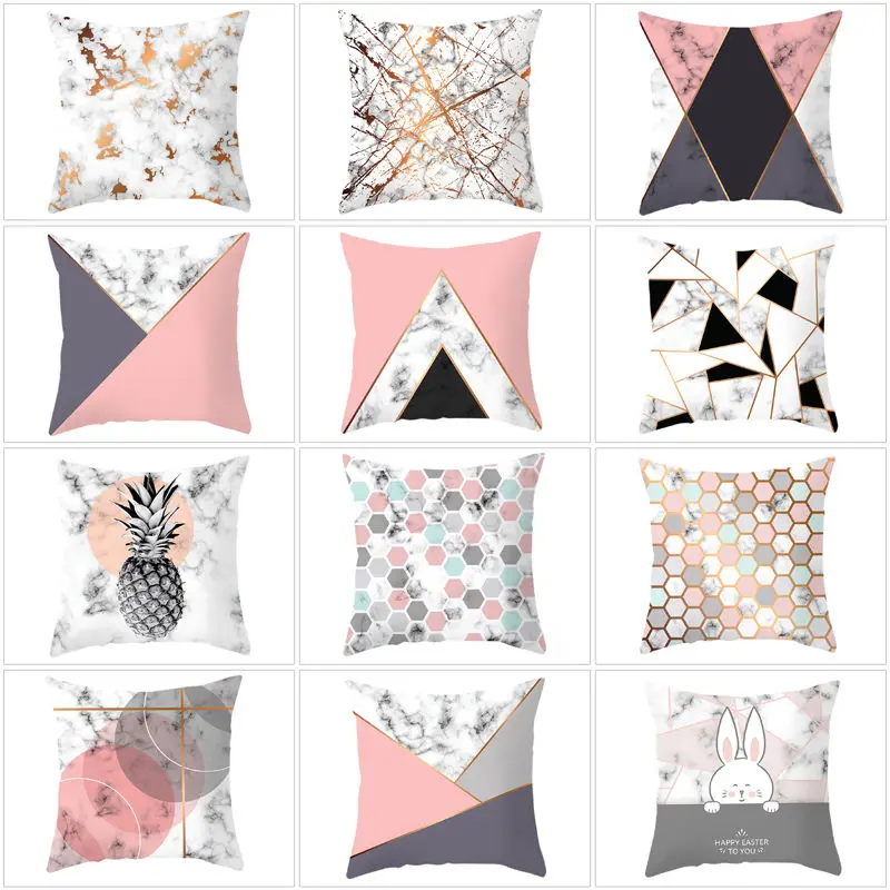 

45cm*45cm Geometric Printed Pillow Case Cushion Cover Polyester Square Pillowcase Home Decorative