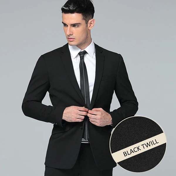 Высококачественные Новые смокинги для жениха, мужские костюмы для выпускного вечера, строгая Деловая одежда, обычный Свадебный костюм, брюки(куртка+ штаны - Цвет: Black Twill
