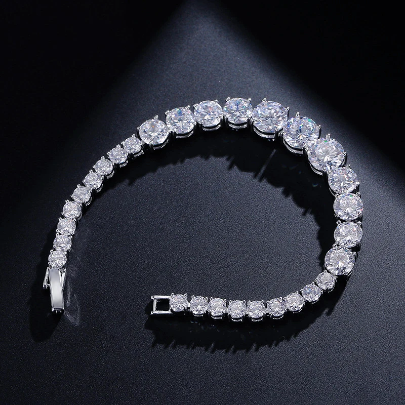 White gold silver color big and small diamond bracelets (2)