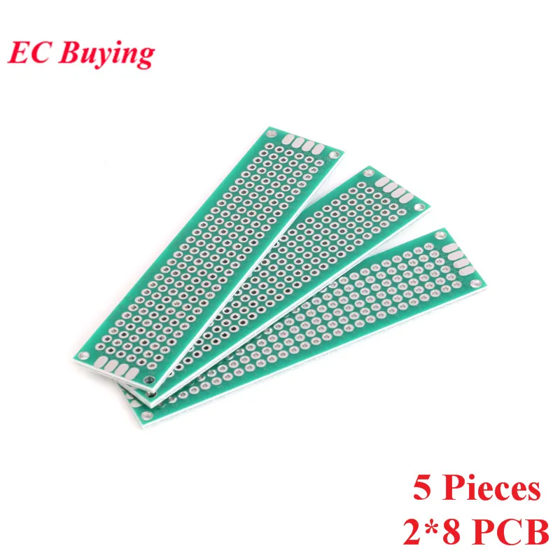 5 шт. 2x8 см двухсторонний Прототип PCB универсальная печатная плата DIY для Arduino 2 54 мм
