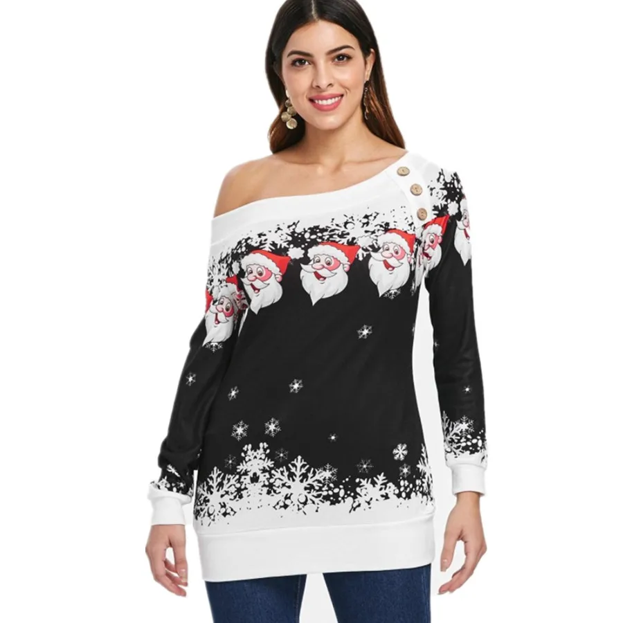 

street new style autumn 2019 fashion sweatshirts Christmas print pullovers comfortable casual slim woman sweatshirts