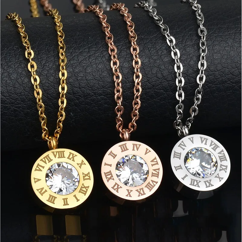 Top-Brand-Chain-Necklace-Stainless-Steel-Interchangeable-7-Colors-CZ-Stone-Roman-Numeral-Necklace-Female-Gift