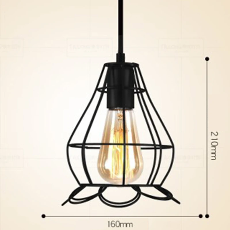 Светодиодный подвесной светильник для помещений e27в современном стиле в виде клетки, металлический минималистичный ретро скандинавский Лофт подвесной светильник, металлическая Подвесная лампа для ресторанов - Цвет корпуса: C